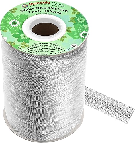 Miniatura 90 de Mandala Crafts Cinta al bies de un solo pliegue de 5/8 pulgadas para coser, acolchar, tuberías, dobladillo, manta y encuadernación de colcha, cinta
