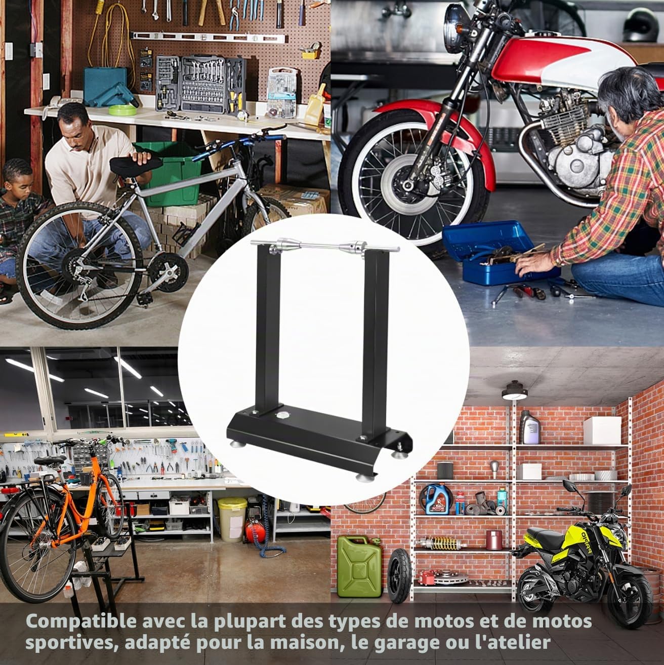 LILIIN Machine d'équilibrage de pneus de moto avec cônes plats et 4 pieds de support 40 x 20 x 50 cm