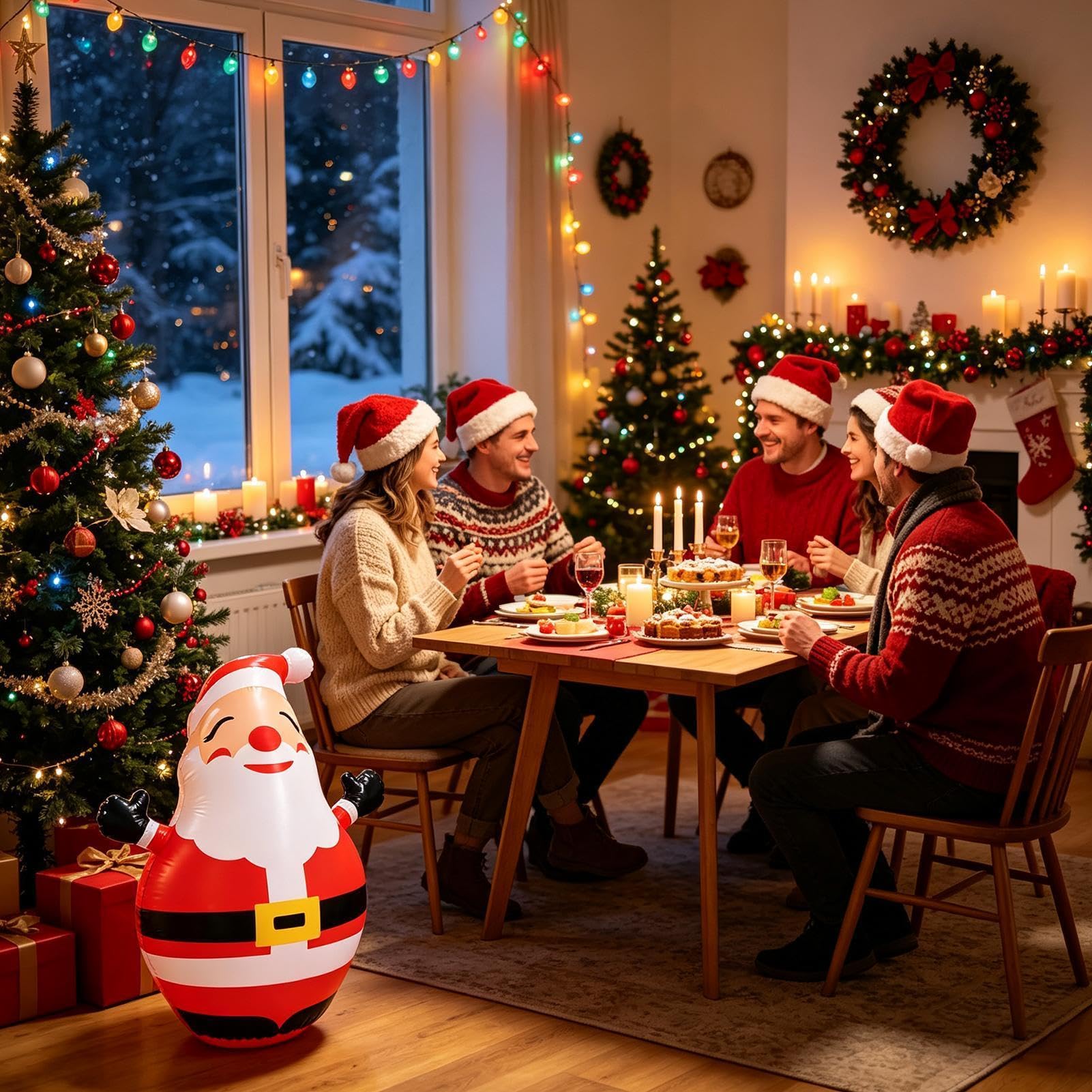 Genérico Hinchables Navideños Estatua Hinchable de 1,5 Metros con Luz LED | Decoraciones de Papá Noel para Exteriores Para Suelo Parque Entrada Delantera De Tienda Exterior Jardín Césped