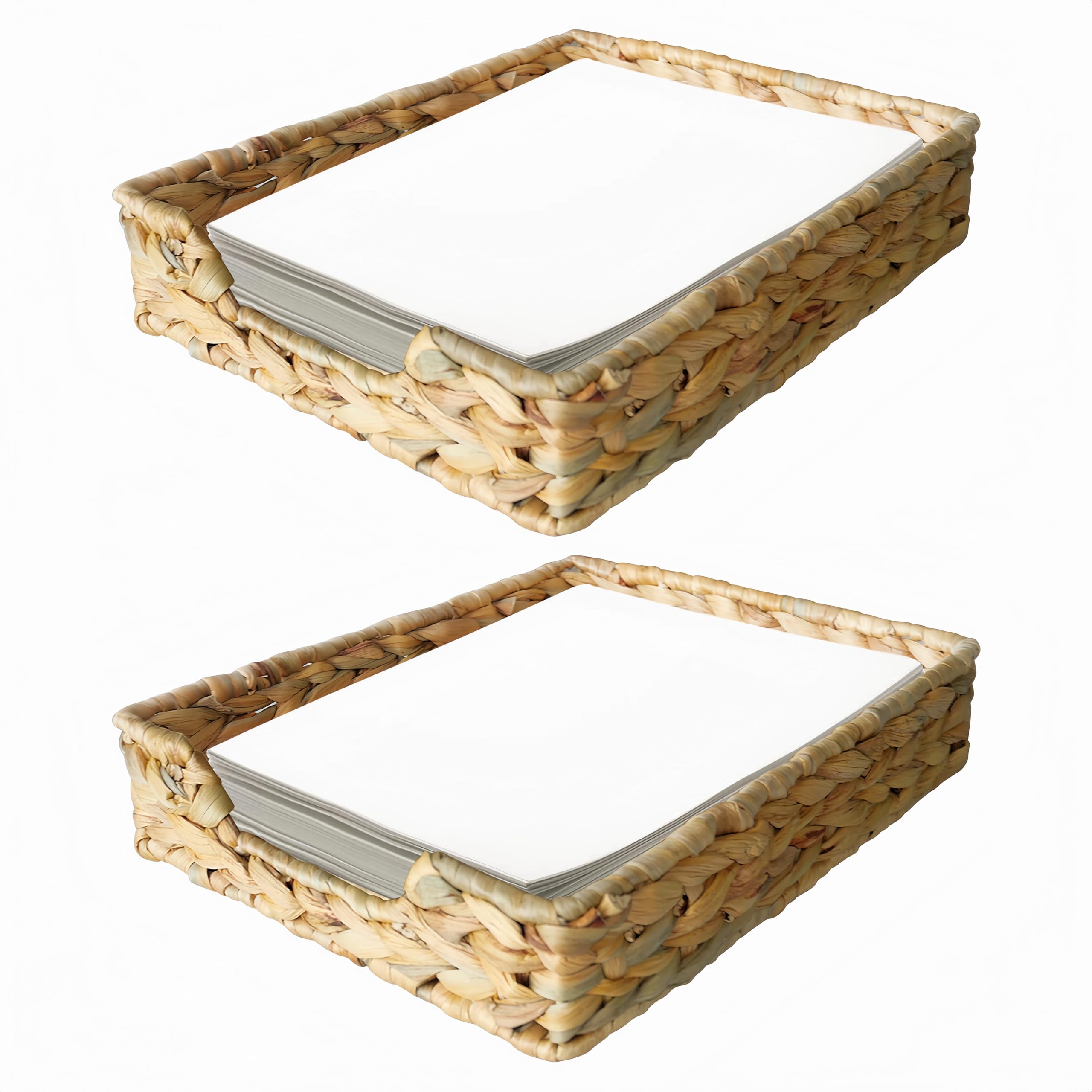 Whemyreat Natural Water Hyacinth Tray, Basket Paper Tray for Desk