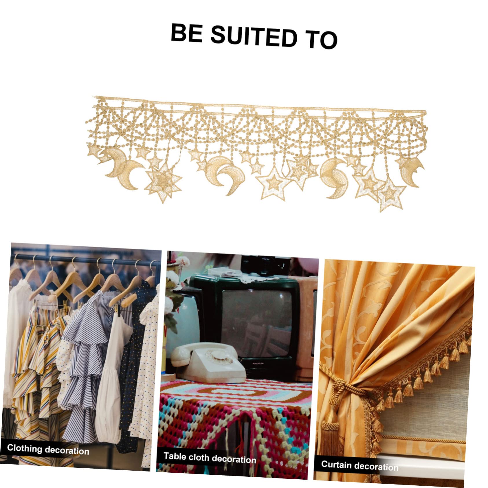 NUOBESTY 4piezas Cinta De Encaje y Luna Para Ropa Adorno Para Manualidades y Costura De Decoración Elegante y