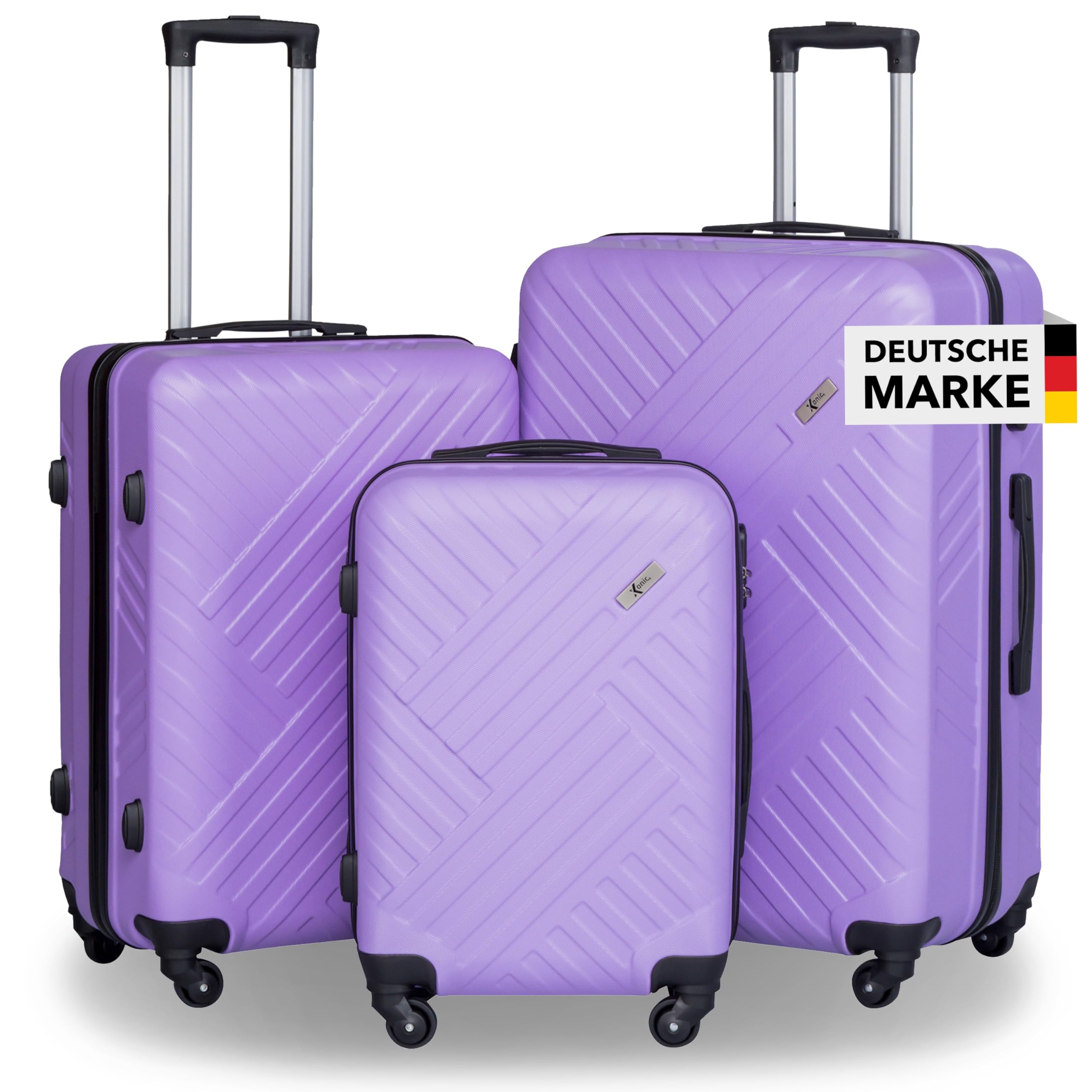 Xonic Design Reisekoffer mit Rollen– ABS Hartschalenkoffer 360° Leichtlauf-Rollen – hochwertige Koffer Trolleys Zahlenschloss in M, L, XL oder Set –Handgepäck Koffer, Suitcase