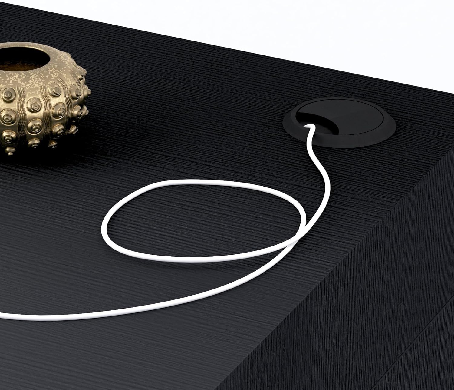 Mobili Fiver, Evolution Dining Table 70.9 x 15.7 in, with Wireless Charger, Ashwood Black with Two Legs, Made in Italy