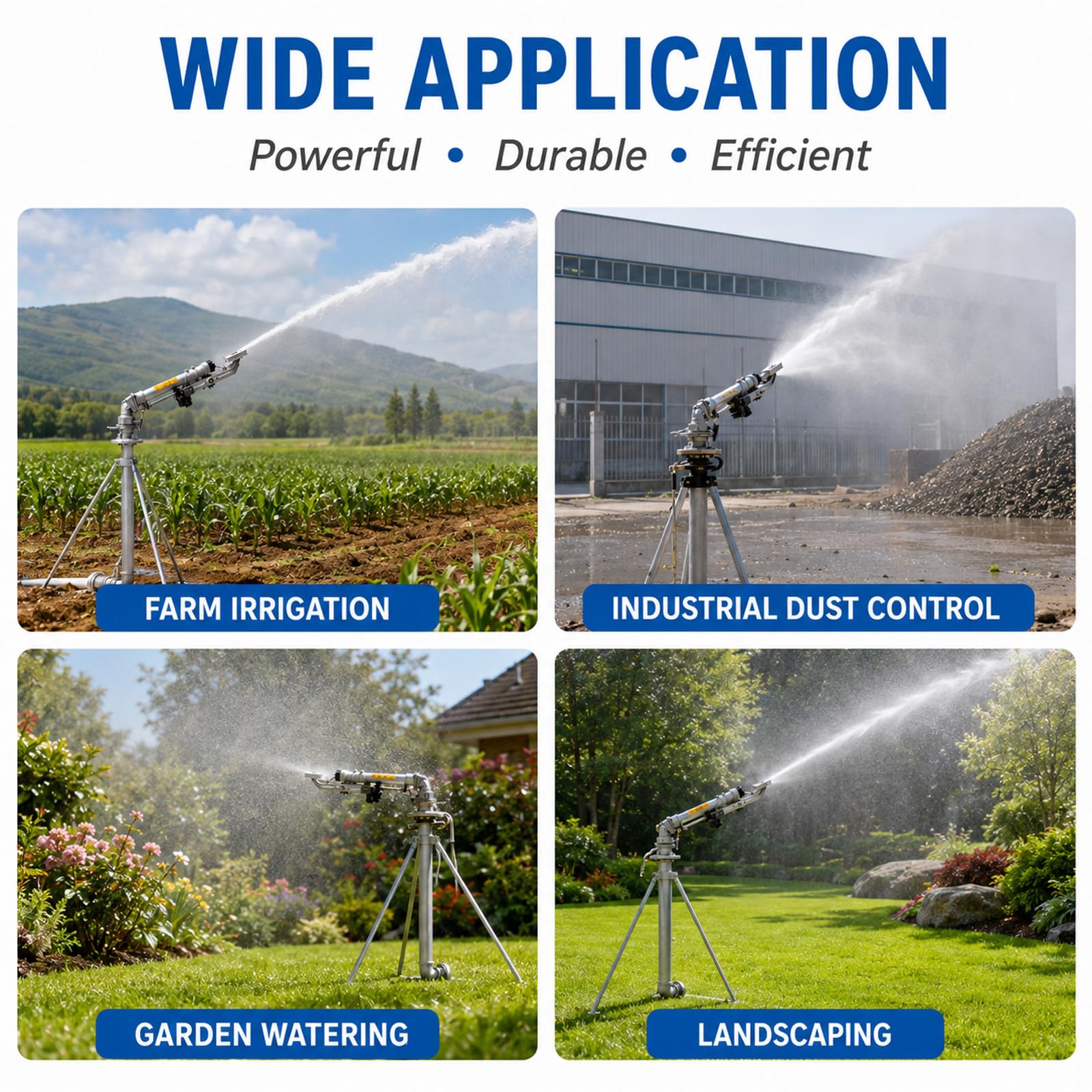 MIAOXIAOLONG Aspersor Automático Cañón De Lluvia Model50 | Rociador Giratorio 360° De Gran Área, Boquilla Ajustable 24°/44° Para Riego Agrícola