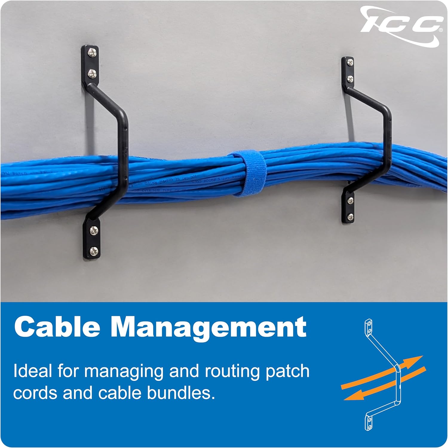 ICC 2" Plastic Cable Distribution D Ring, 100-Pack – Non-Conductive Wall Cable Organizer, Cable Hanger & Wire Loop for Structured Wiring