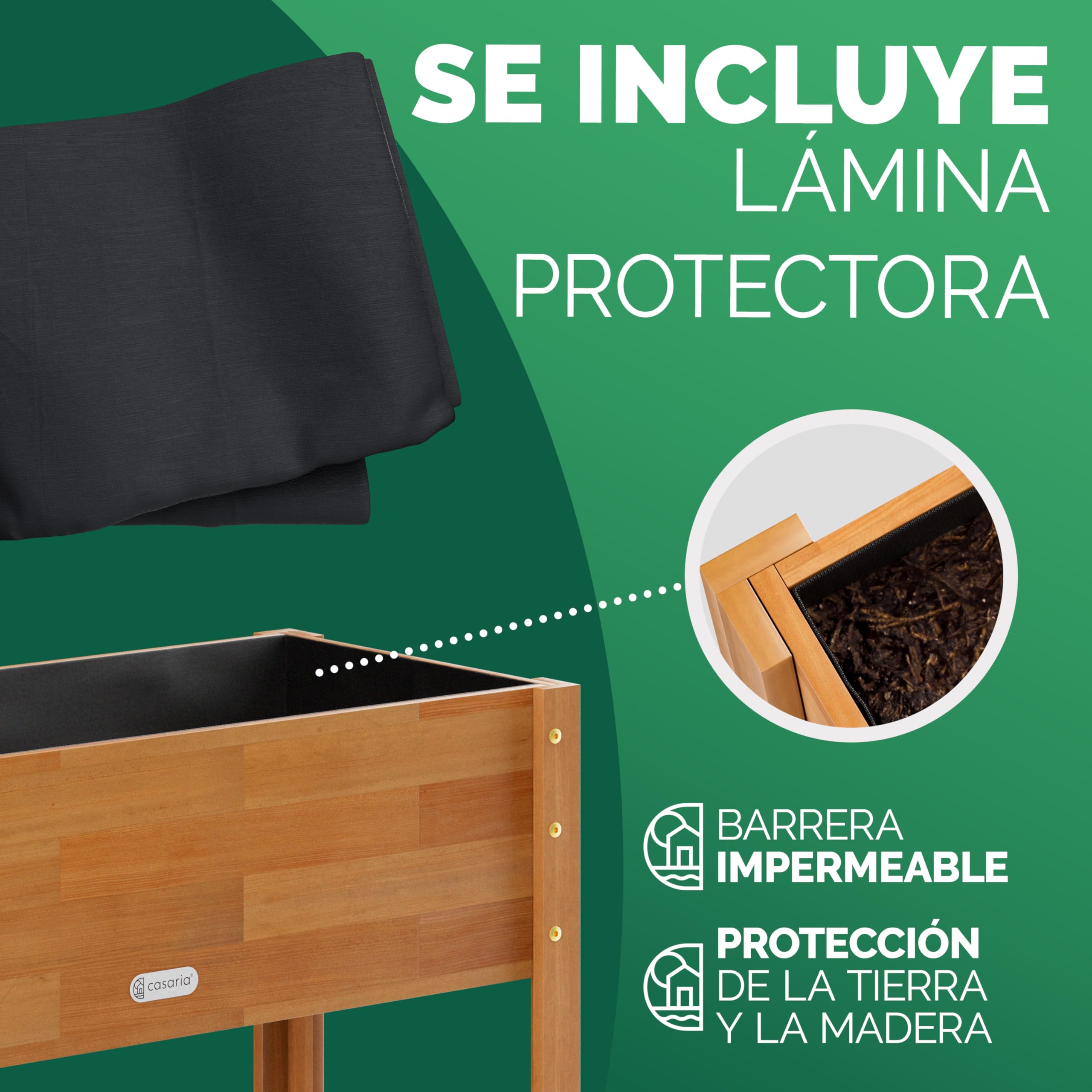 CASARIA® Huerto Elevado Jardinera 100x40x84cm Mesa Cultivo Plantas Hierbas Madera Acacia Cert. FSC® Resistente