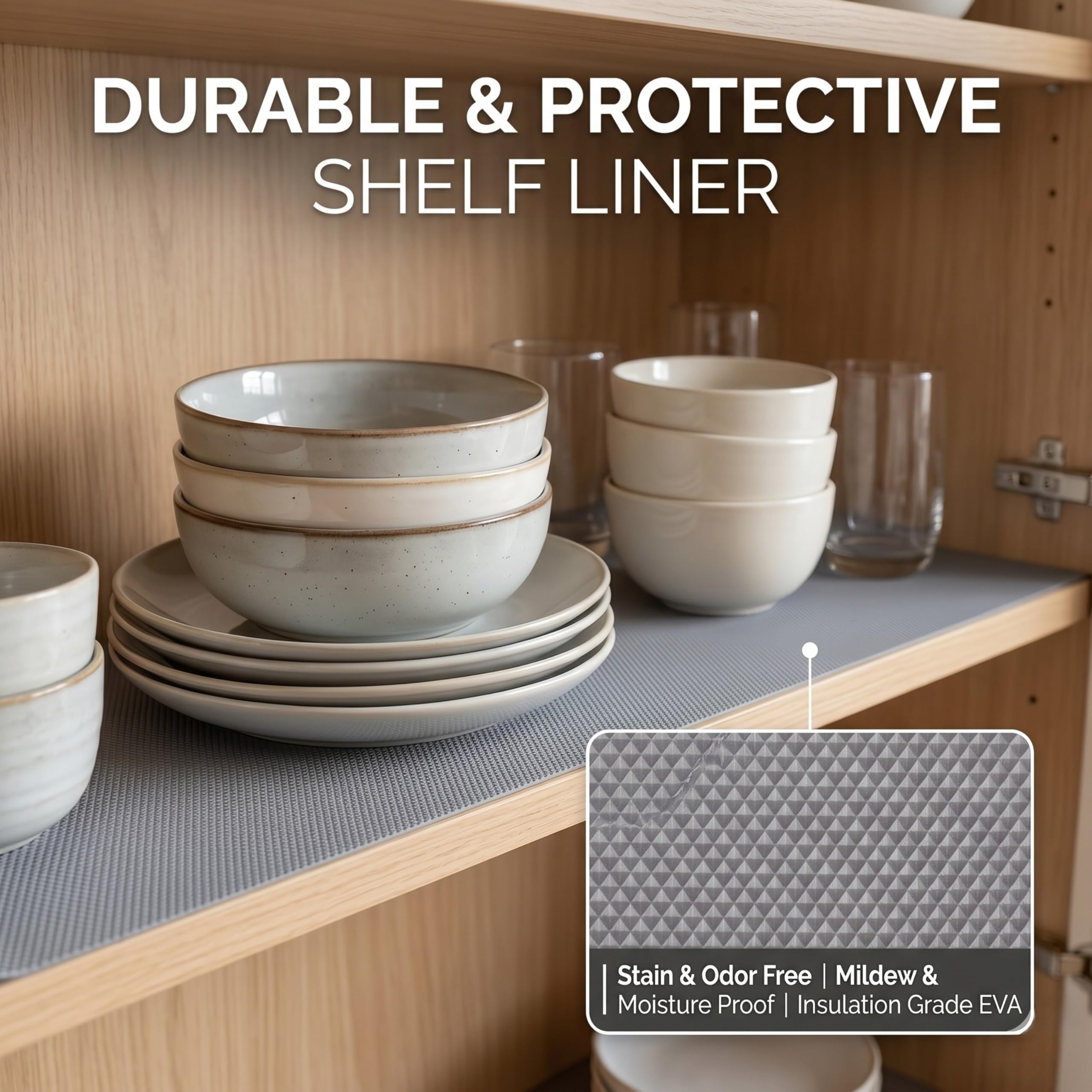 EASYHOME Premium EVA Anti-Slip Fridge Mat & Shelf Liner, Grey Diamond