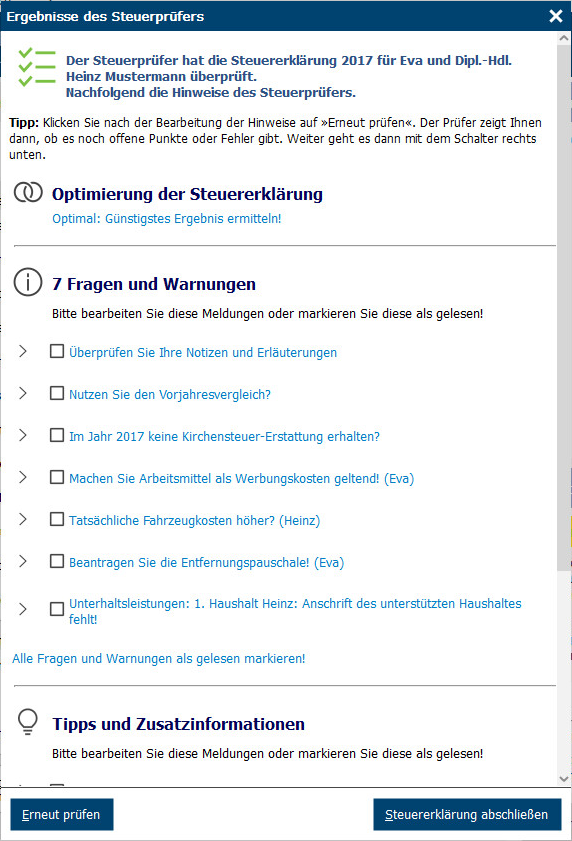 SteuerSparErklärung 2018 für Selbstständige (für Steuerjahr 2017) [Download]