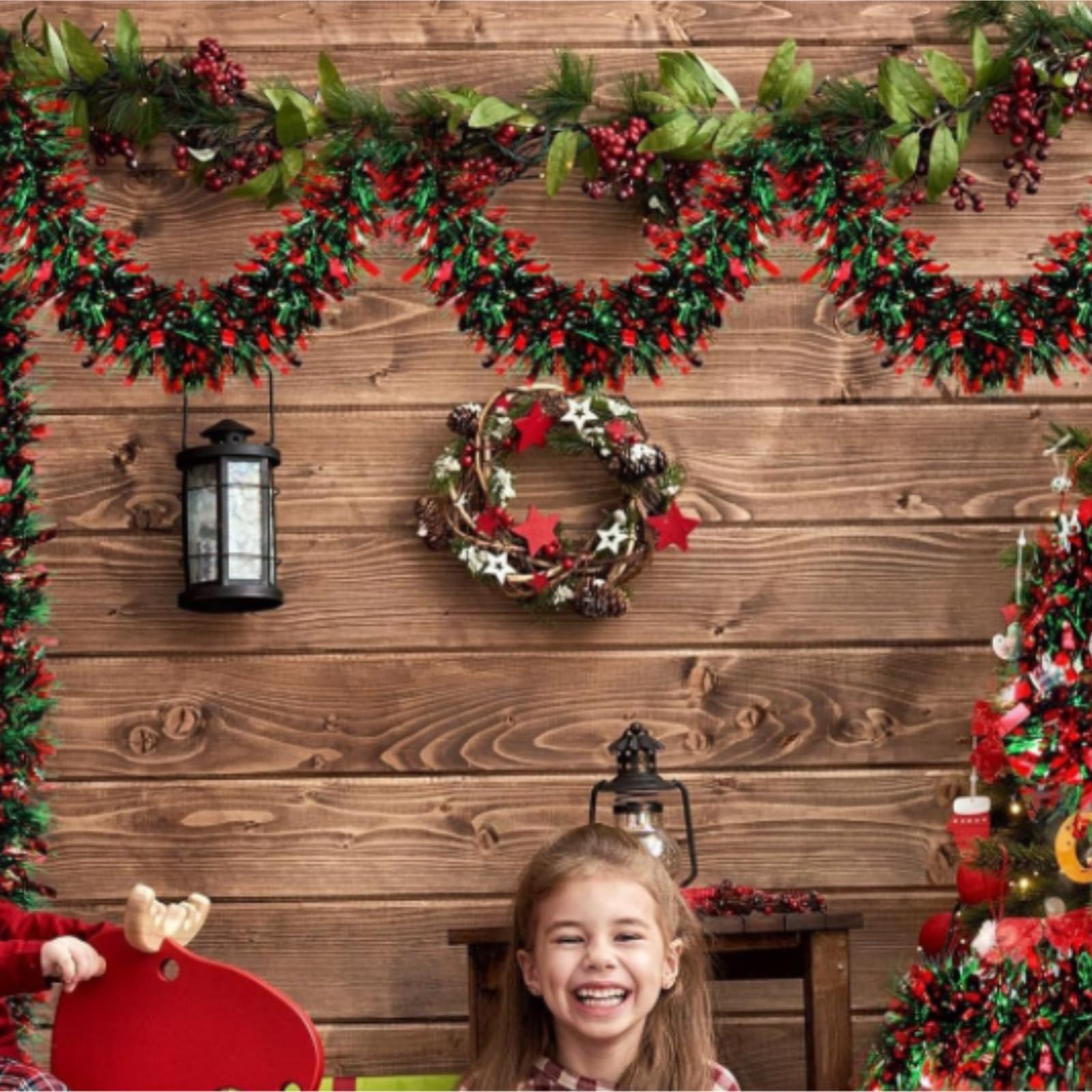 Deko Für Innen Außen Weihnachts-Lametta-Girlande for Heimdekorationen, Kranz, Hochzeitsfeier, 2 M Balkon Treppengeländer(12pcs)