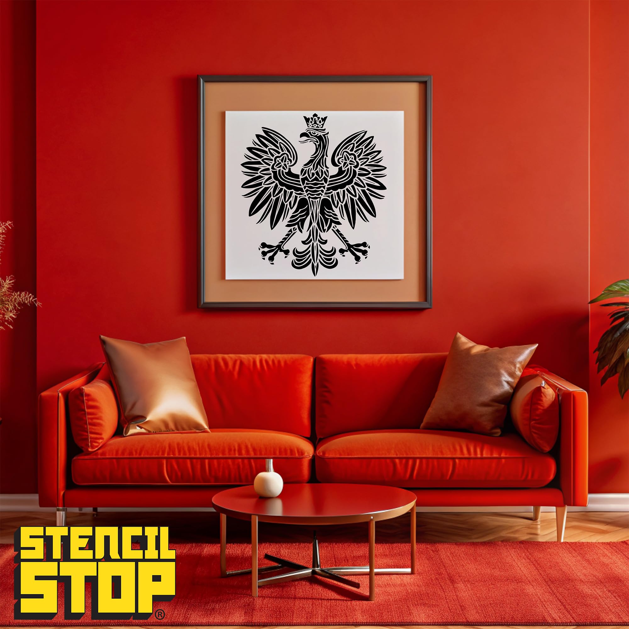 Stencil Stop Szablon polskiego orła, wielokrotnego użytku, do projektów DIY, malowania, rysowania, rzemiosła, 14 mil, tworzywo sztuczne mylarowe (20,5 x 23 cm)