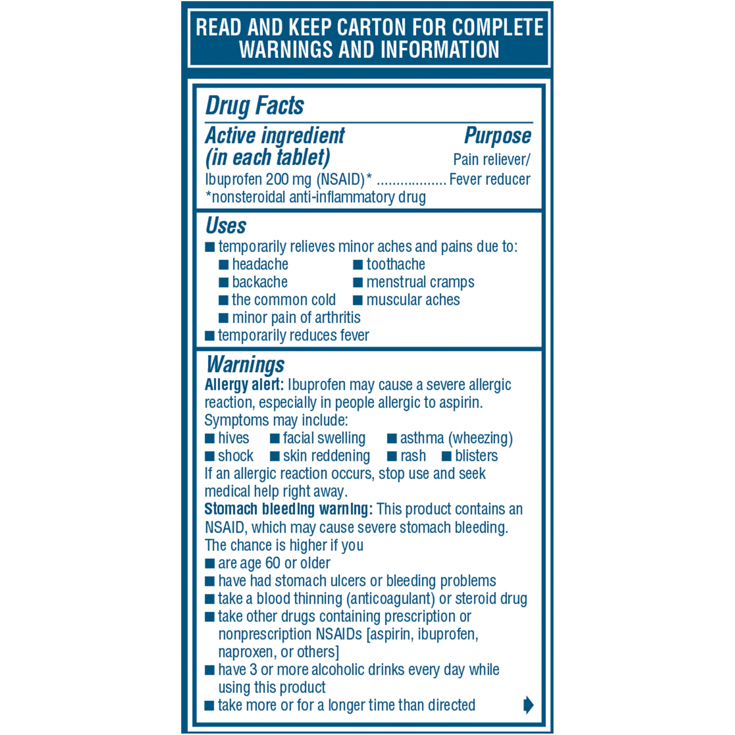 Advil Pain Reliever and Fever Reducer, Pain Relief Medicine with Ibuprofen 200mg for Headache, Backache, Menstrual Pain and Joint Pain Relief - 100 Coated Tablets — Amazon image 20