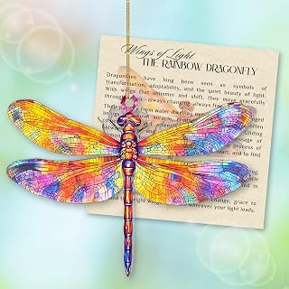 Dragonfly Gifts for Women, Dragonflies Decor Suncatcher Effect, Dragon Fly Stained Glass Effect, Dragonfly Ornaments for Christmas Tree Decoration, Birthday Gift for Mom