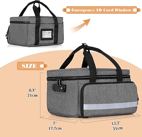 Miniatura 5 de CURMIO Bolsa organizadora de botellas de píldoras, estuche de almacenamiento de medicamentos con cerradura para botellas recetadas, vitaminas,