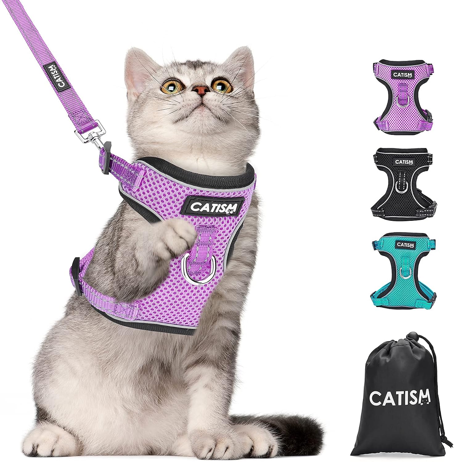 Cat Harness, CATISM Kitten Harness for Cats Soft Mesh Cat Vest, Cat