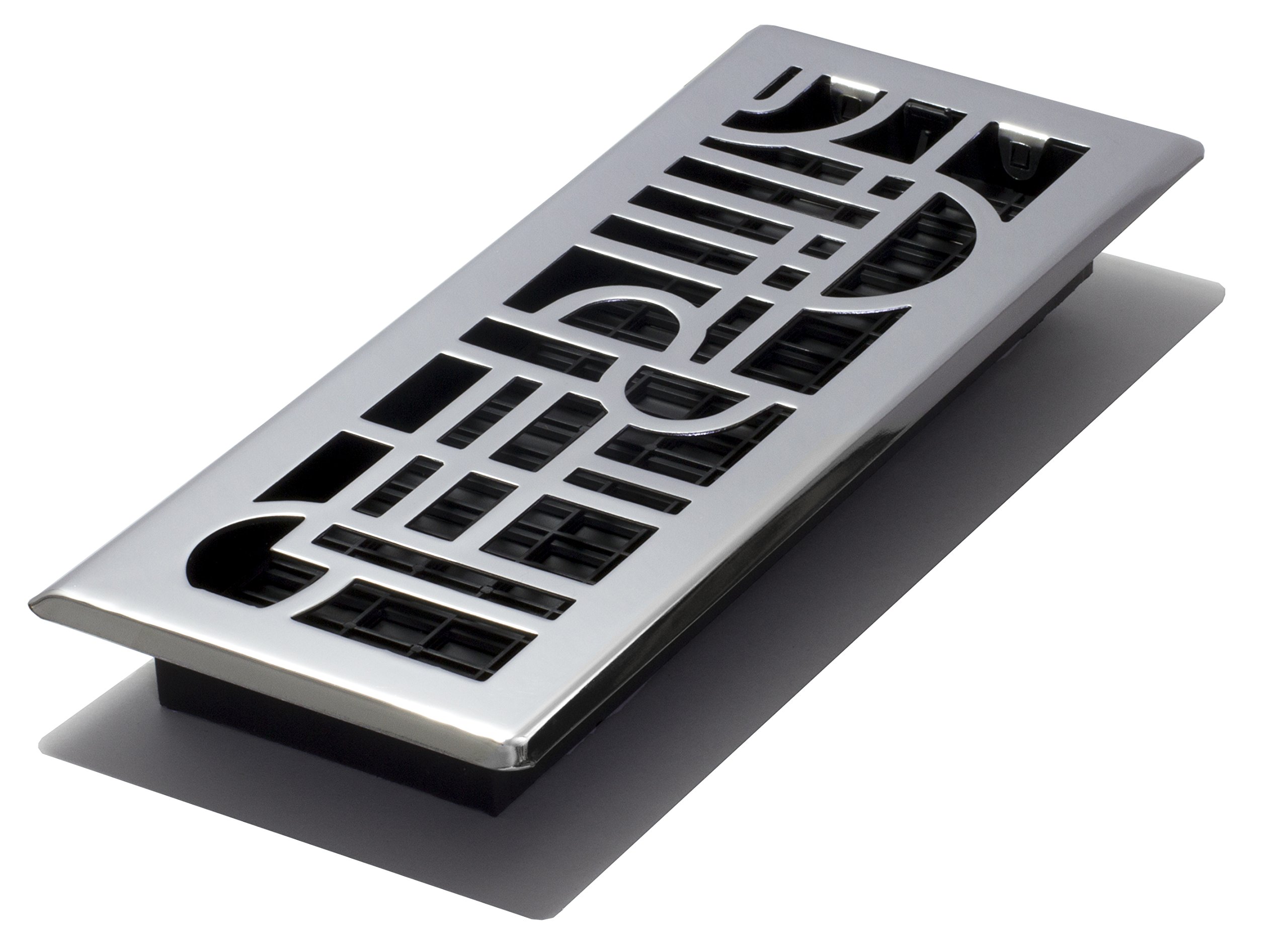 Decor Grates Chrome Finish Décor Grates Adh412-C Art Deco Floor Register, 4X12