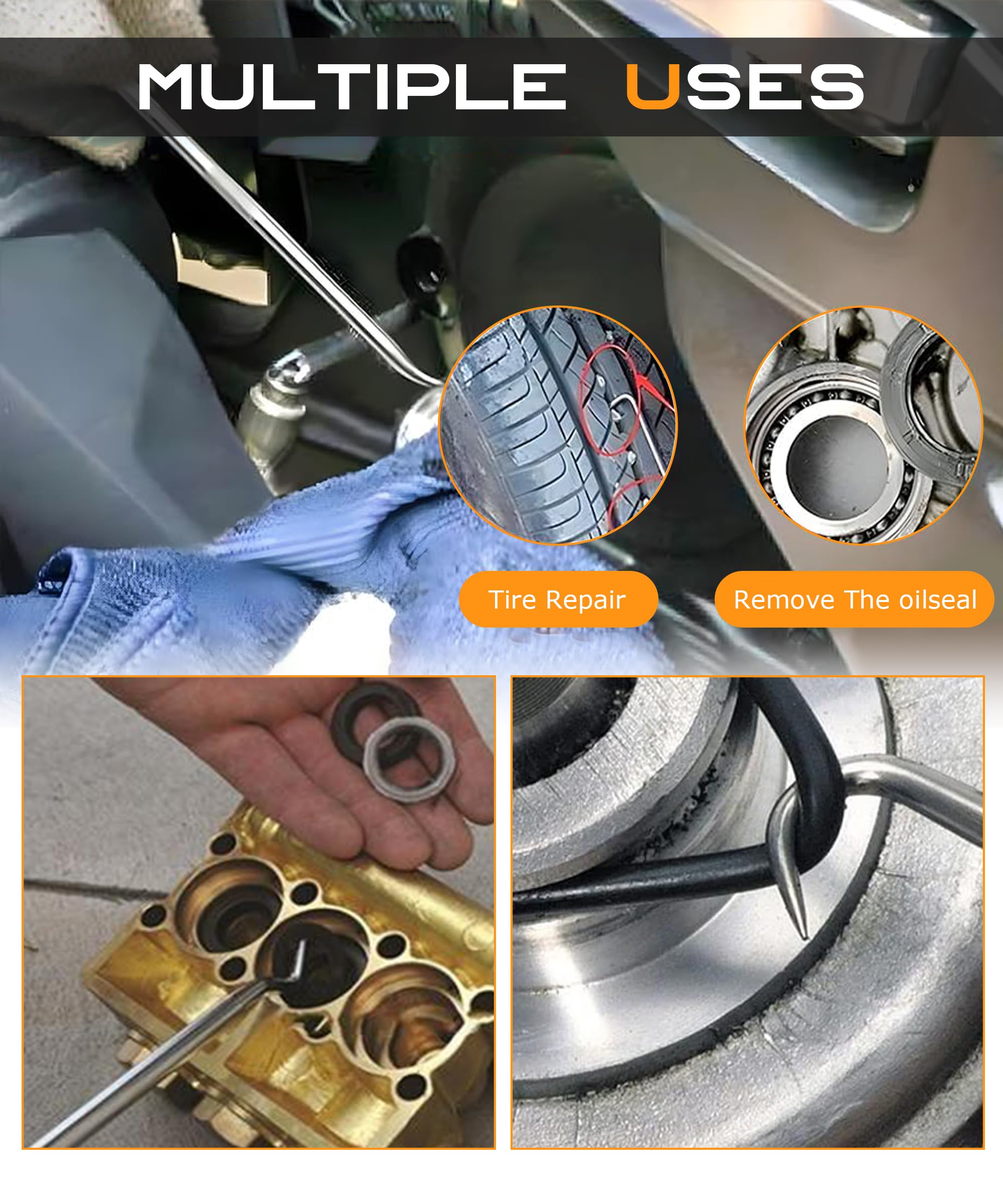 Flaconi 9PCS Attrezzi Officina Meccanica Auto,Set Universale di Aghi e Ganci, Attrezzi da Officina Meccanica,Attrezzo per Installazione Paraolio,Adatto per Strumenti Automobilistici ed Elettronici