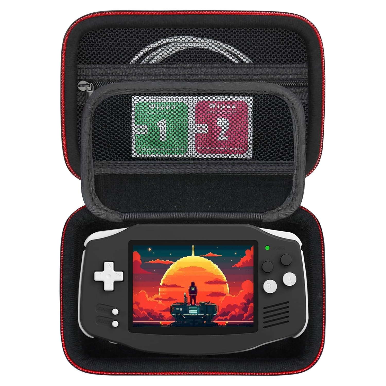 Hard Carrying Case for RG34XX Retro Handheld Game Console, Retro Game Travel Storage Holder with Mesh Bag for SD Card, USB Charging Cable, User Manual and Other Accessories, Black