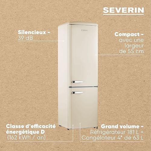 Retro Fridge/Freezer Combination, 244L, Cream - 4