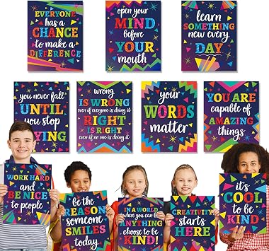 12PCS Classroom Poster Growth Mindset Posters Motivational Inspirational Quote Posters for Elementary Middle High School Classroom Bulletin Board Wall Decor Must Have for Teachers Decorations Purple