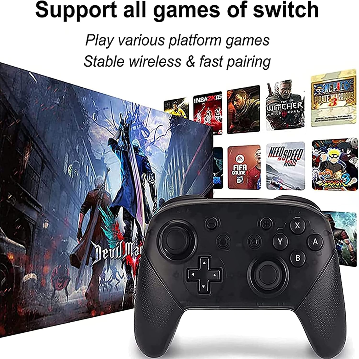 Wireless Pro Controller Compatible with Switch/Switch Lite/Switch OLED, Remote Gamepad Joystick with Double Vibration, Wake Up and Screenshot Function