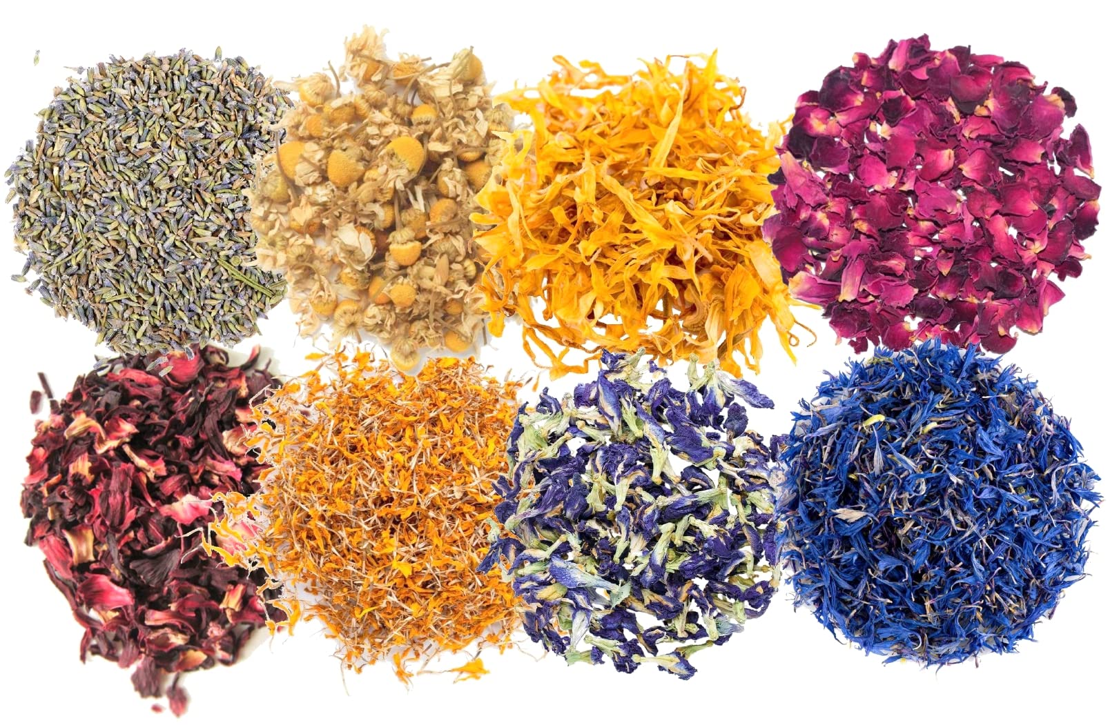 A D Food & Herbs Combo of Dried Lavender/Butterfly Pea/Marigold/Rose/Hibiscus/Blue Corn/Chamomile/Calendula Flower Petals Aromatic Edible for Homemade Lattes,Tea Blends,Bath Salts,Each Pack (20 GMS)-image-25