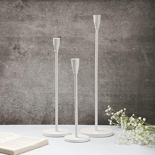 Miniatura 5 de Juego de 3 candelabros decorativos blancos