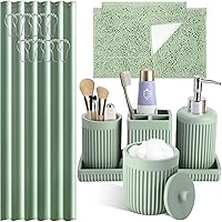 Vista 20 de Juego de 5 accesorios de baño de mármol blanco de resina, dispensador de jabón de loción, soporte para cepillo de dientes, vaso de baño, soporte