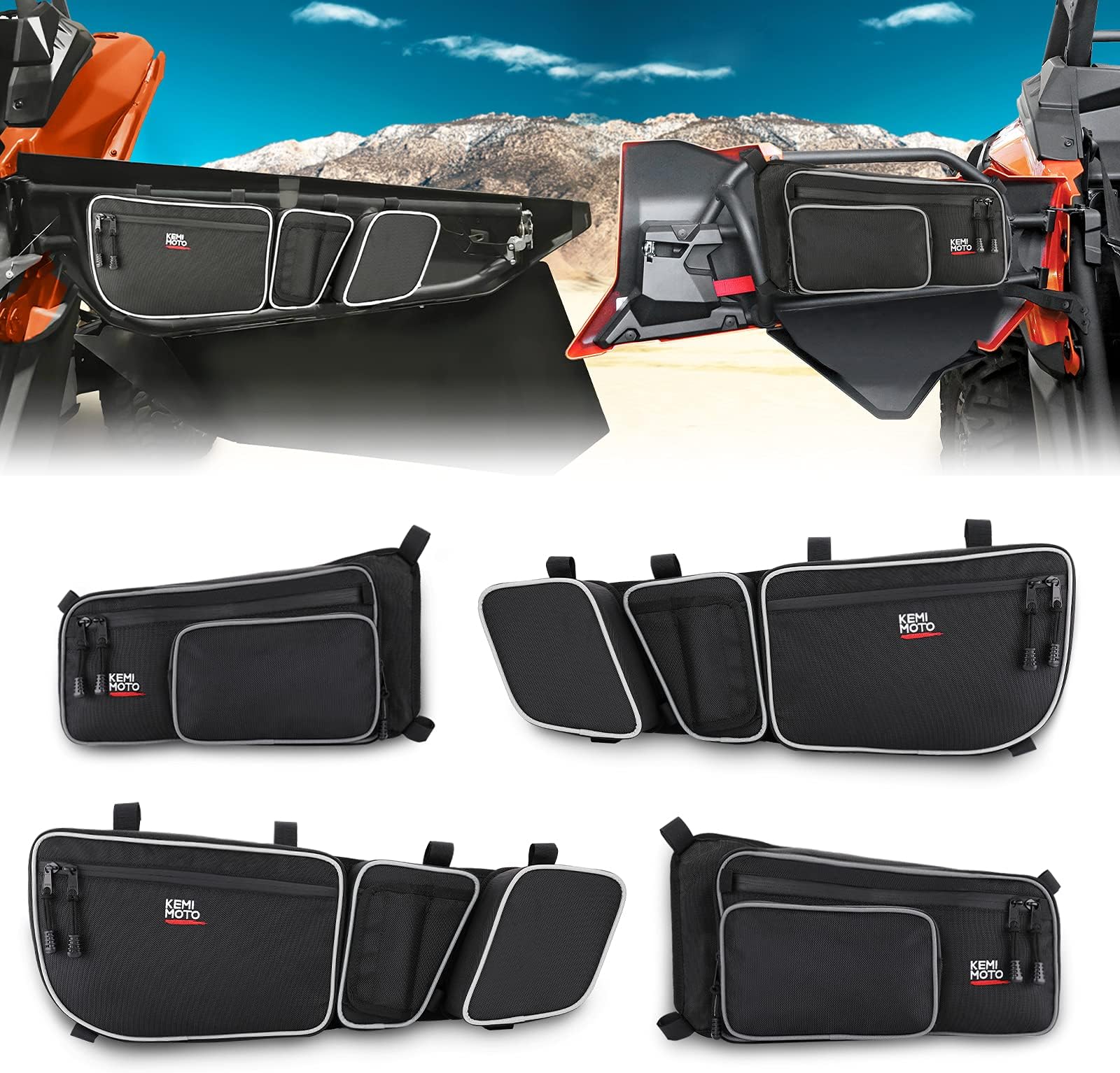 Cam Am Maverick X3 Accessories KEMIMOTO UTV Door Bags With Knee Pad For Can-Am Maverick X3 2017-2025 – 2pc Set, Black, 1680D Nylon Can Am Maverick Accessories 2017 - Foto 11