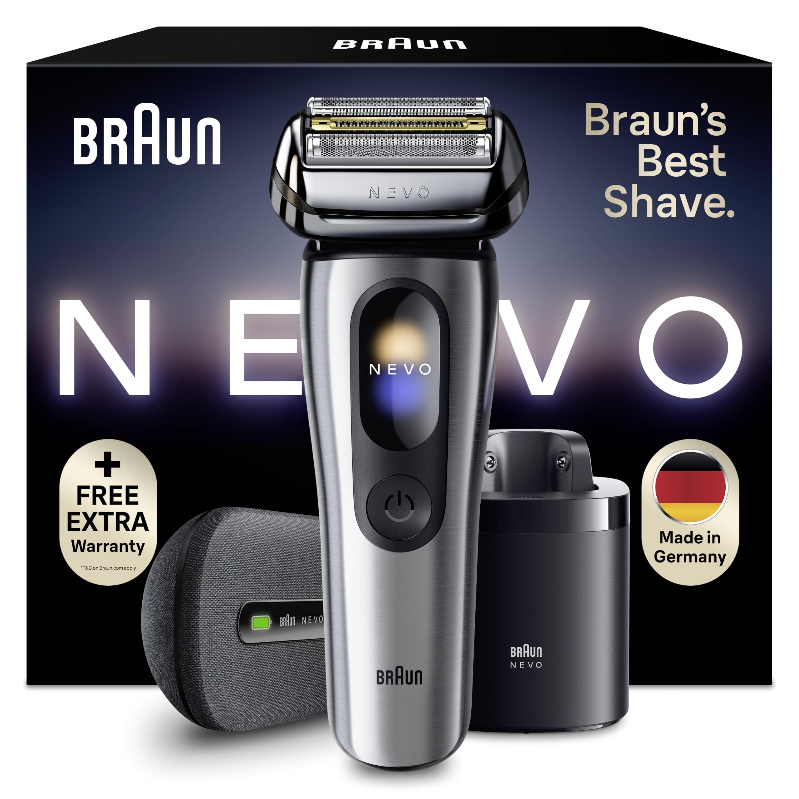 Immagine del prodotto: Braun NEVO Rasoio Elettrico Barba, Custodia Power Case, NEVO17005C, Argento · Colore Argento