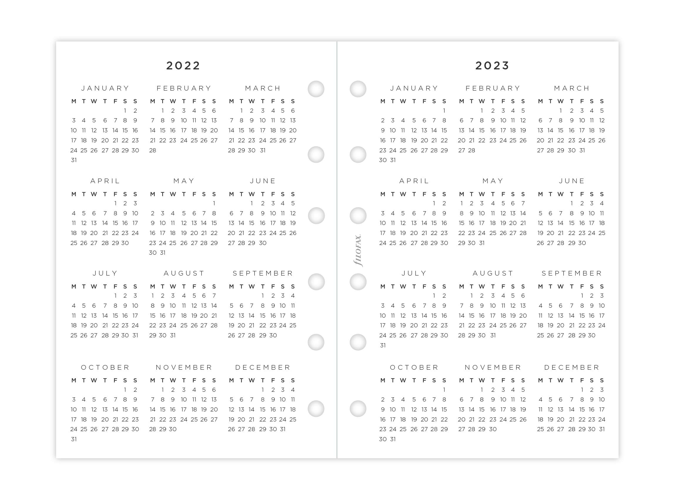 Filofax Taschenkalender 2022, 22-68290, Wochenansicht auf 2 Seiten