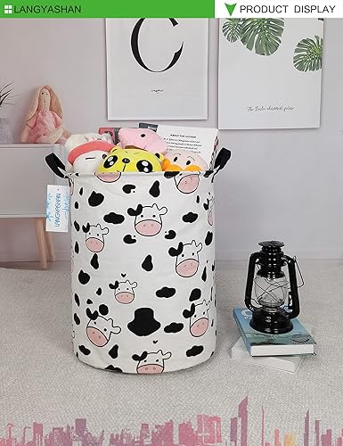 Miniatura 81 de LANGYASHAN Contenedor de almacenamiento, cesta organizadora plegable de tela de lona para ropa sucia, contenedores de juguetes, cestas de regalo, Un