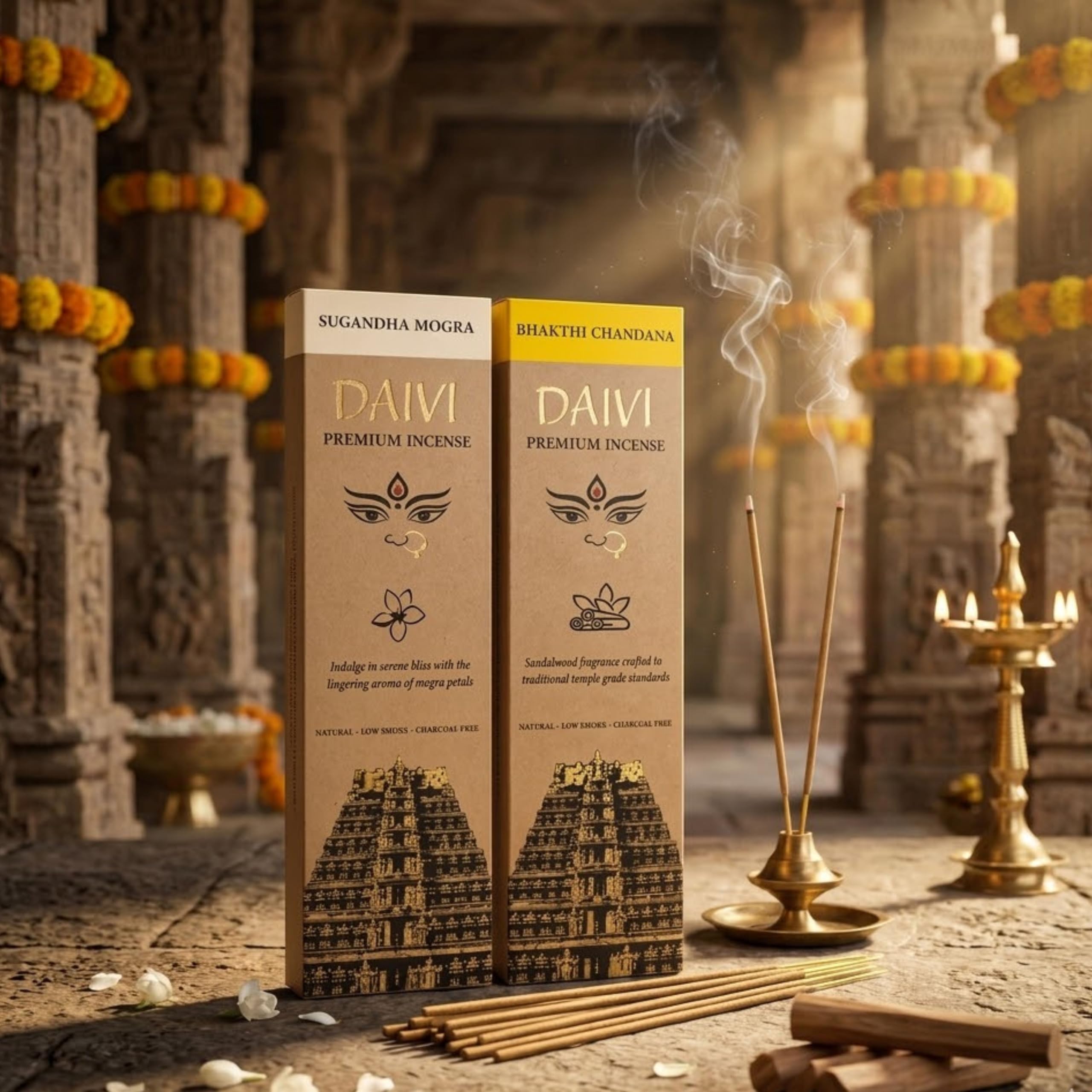 DEVAGORI-4GO　　DEVAGORI 38BI THE RICH　セット DAIVI Chandan & Mogra Agarbatti | Premium Long-Lasting Incense