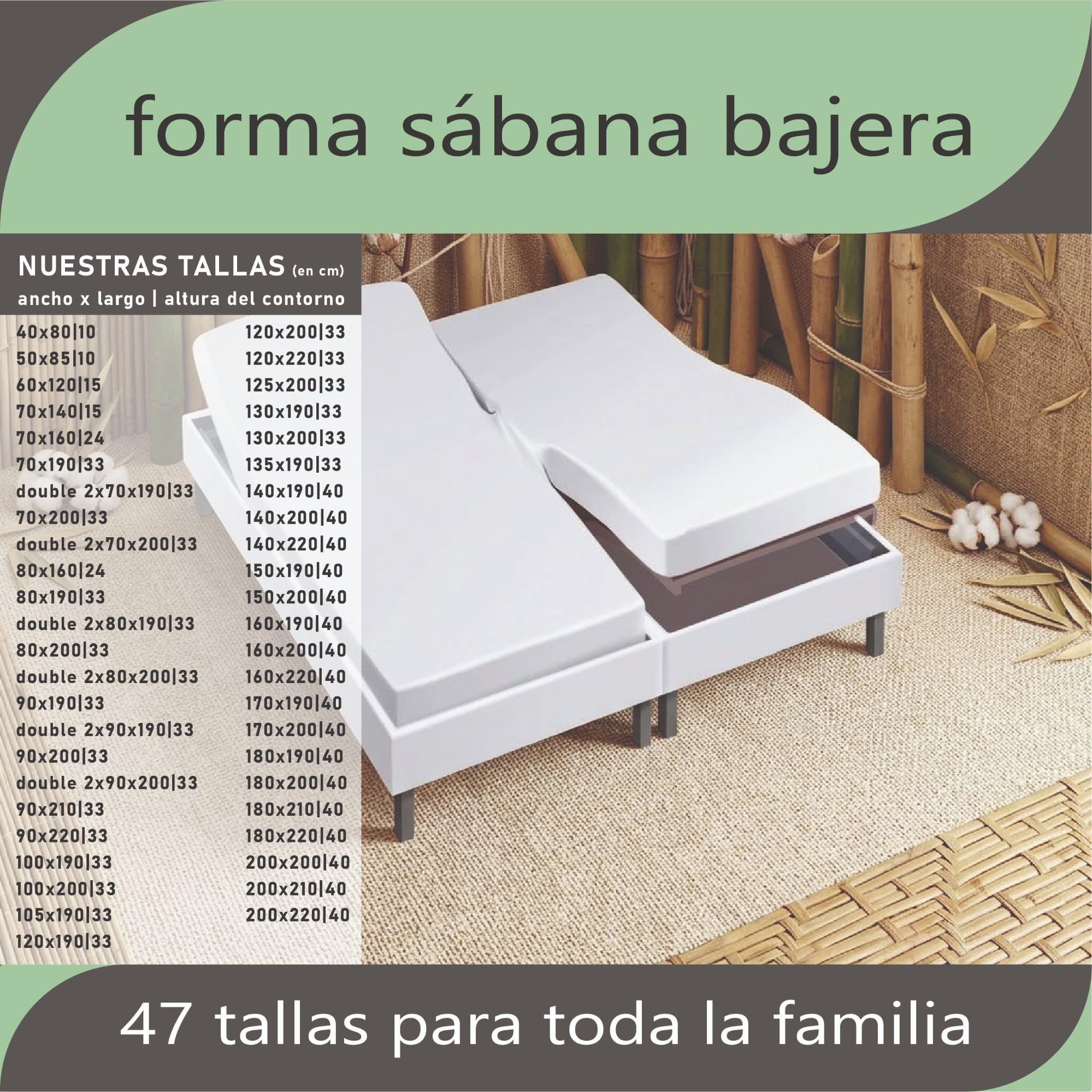 Twillie (Lote de 1) Protector Colchón Doble 2x70x190 Bambú – Impermeable, Cama ARTICULADA – Algodón Natural, Tratamiento Suizo Sanitized® Antiácaros – Hecho en UE