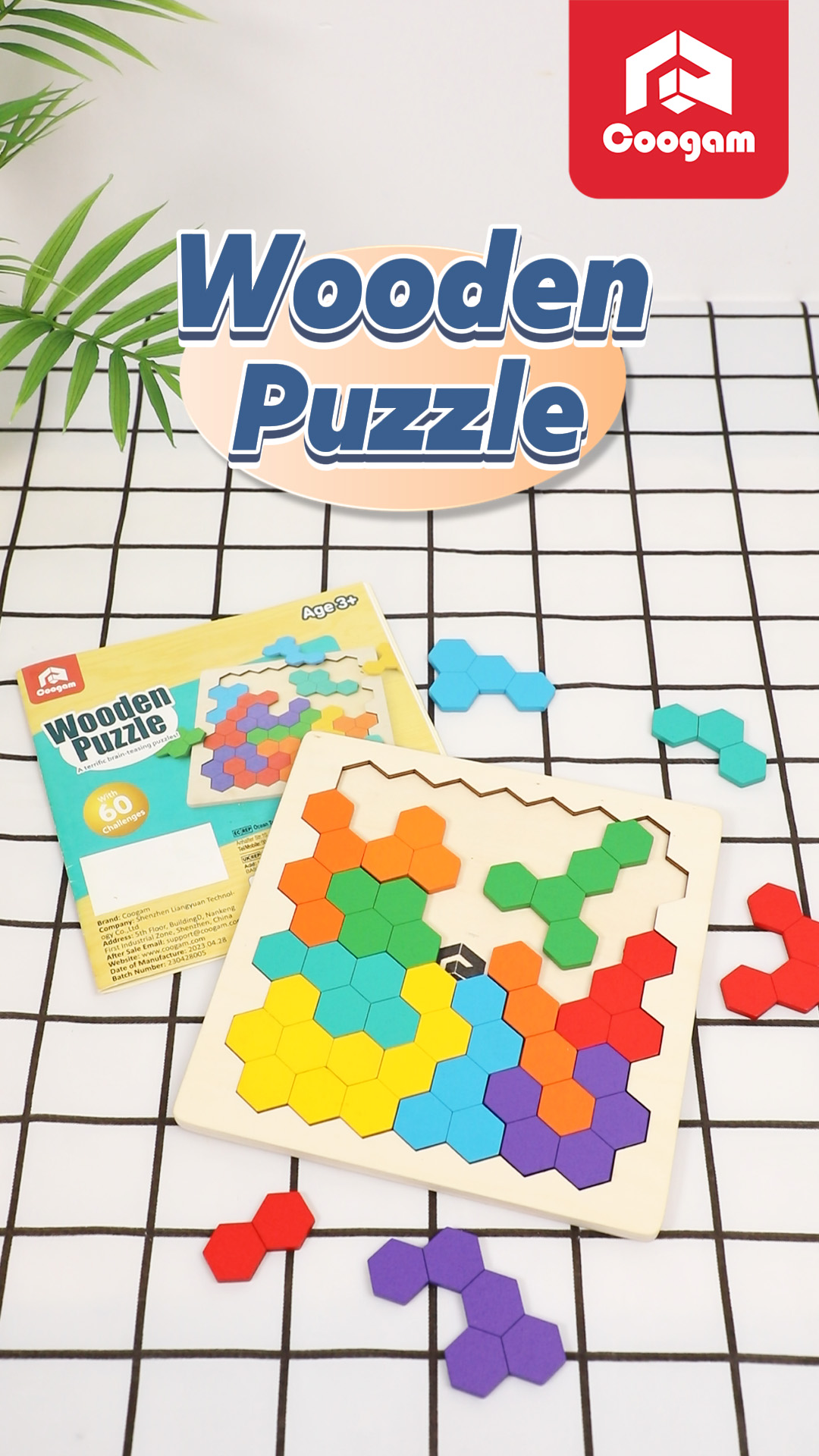 Amazon.com: Coogam Wooden Tangram Puzzle, Color Shape Pattern