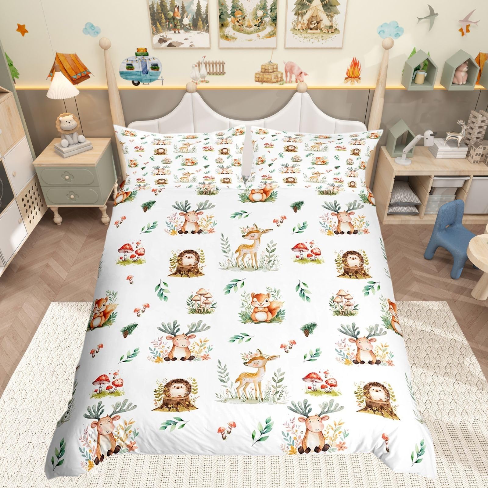 Homewish Kids Woodland Animals Double Duvet Cover with 2 Pillowcases