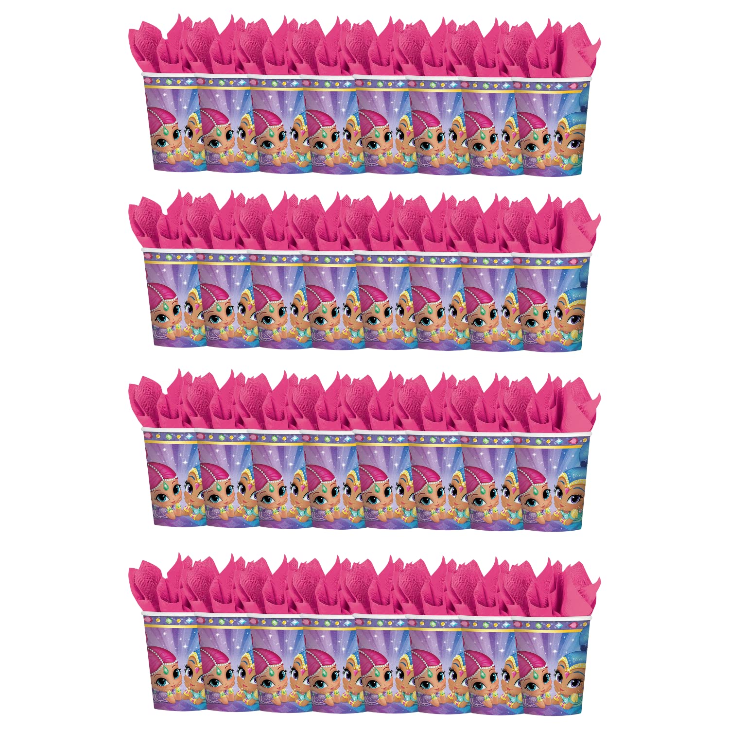 Toptoys2u Bargain BundlesShimmer and Shine Party Cups Pack of 4 Cups - 32 Cups in Total