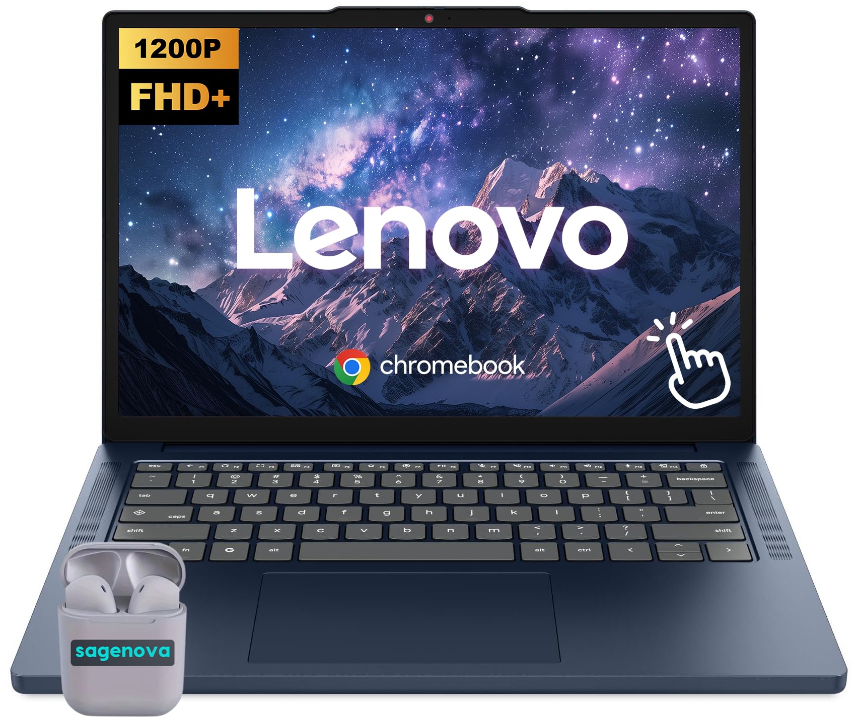 Lenovo IdeaPad Slim 3 Chromebook, laptop touchscreen WUXGA da 14", 4 GB di RAM, 576 GB di memoria (64 GB eMMC + set di docking da 512 GB), processore MediaTek Kompanio, Chrome OS, blu cosmico