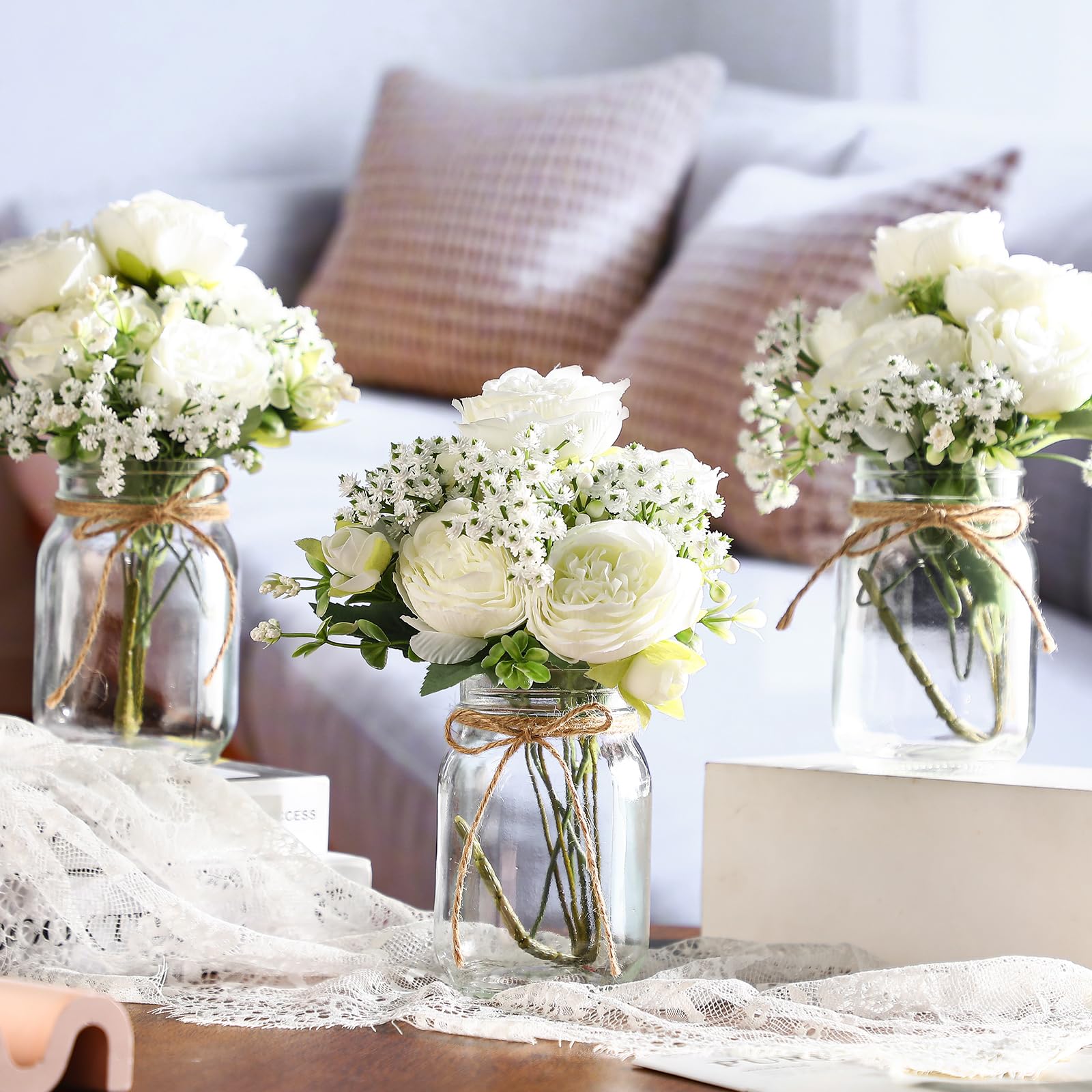 Amazon.com: Zeyune 12 Sets Mason Jar Flowers Centerpiece Table
