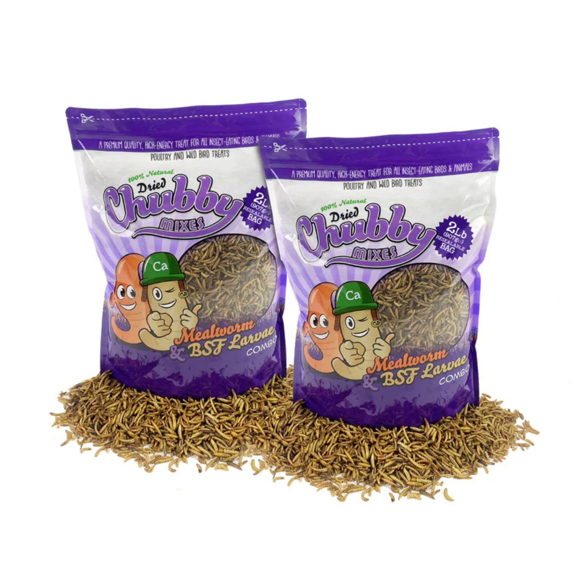 Chubby Mix Mealworm & Black Soldier Fly Larvae | 4 lbs | Non-GMO High-Protein Dried Insects for Chickens, Ducks & Wild Birds – Calcium-Rich Chicken