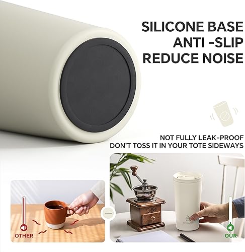 Miniatura 6 de Ideus Taza de viaje de 17 oz, taza de café con aislamiento al vacío de acero inoxidable de doble pared con tapa, a prueba de salpicaduras y