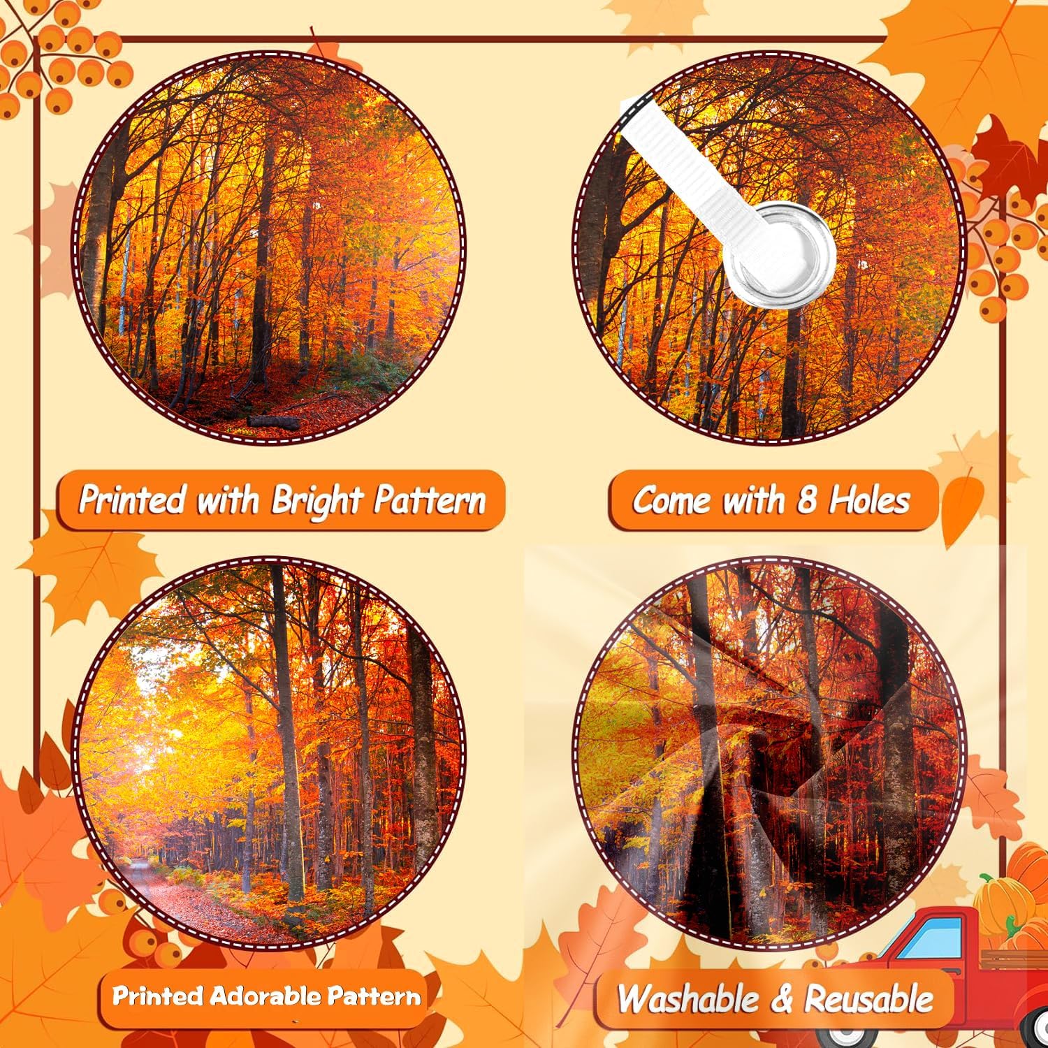 Autumn Garage Door Cover, Fall Forest Maple Leafs Scene Background 13 x 6 ft, Thanksgiving Garage Door Banner Festival Decoration Backdrop for Photo Shoot Supplie Props