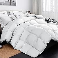 Vista 2 de Acrafsman Edredón individual para todas las estaciones, relleno de edredón de lujo con pestañas en las esquinas, silencioso, medio cálido, blanco