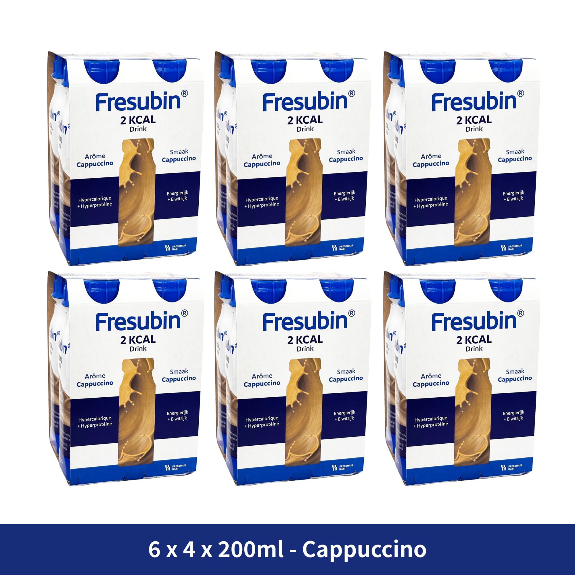 Fresubin 2 KCAL Drink Cappuccino 24x200ml- Hochkalorische Trinknahrung mit 20g Eiweiß (ohne Ballaststoffe) von Fresenius Kabi, 400 kcal pro Flasche, ideal bei Mangelernährung