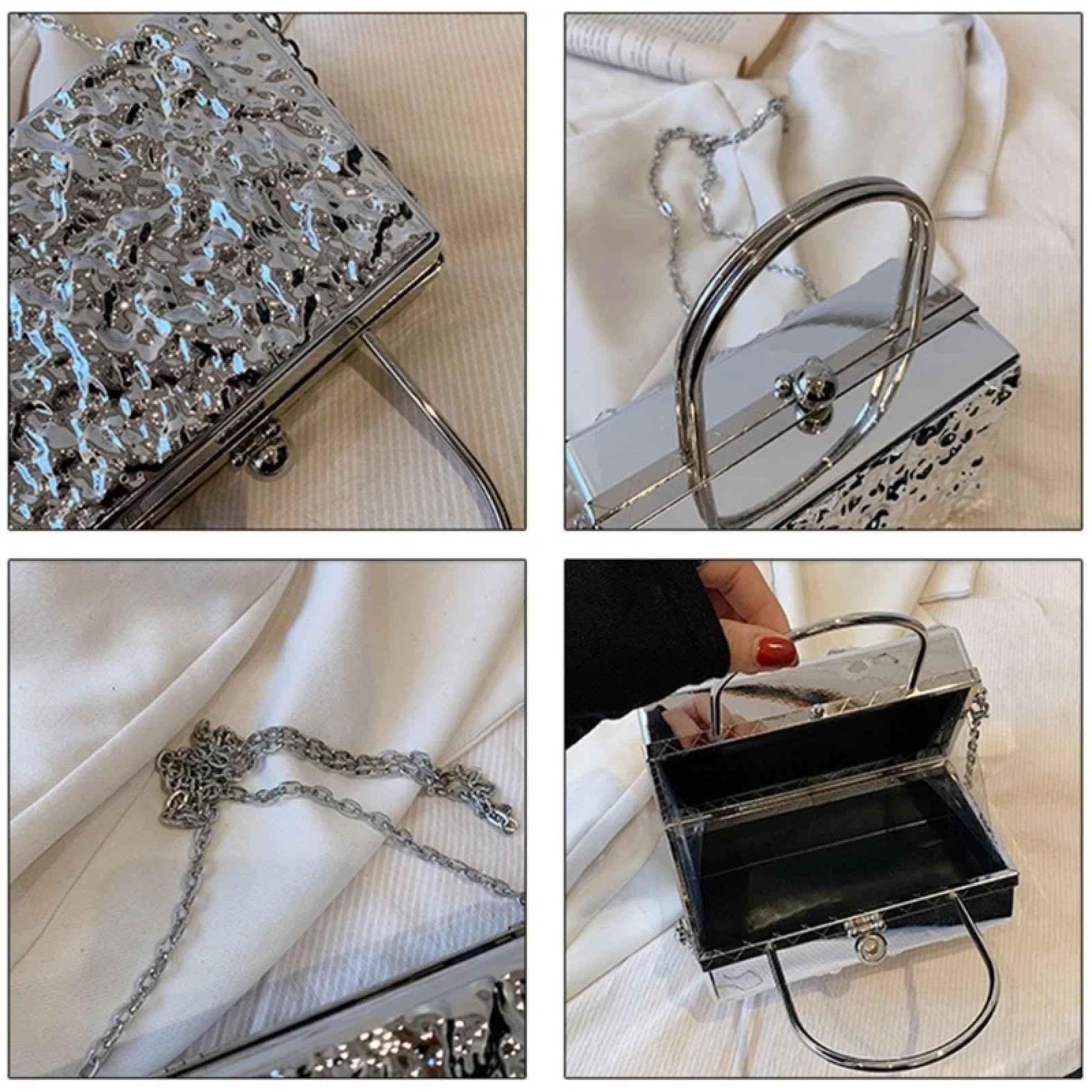 Abendtasche Damen Clutch Mode Acryl Abend Tasche Clutch Box Frauen Elegante Hochzeit Party Handtasche Damen Dame Bankett Kette Cross Body Schulter Tasche