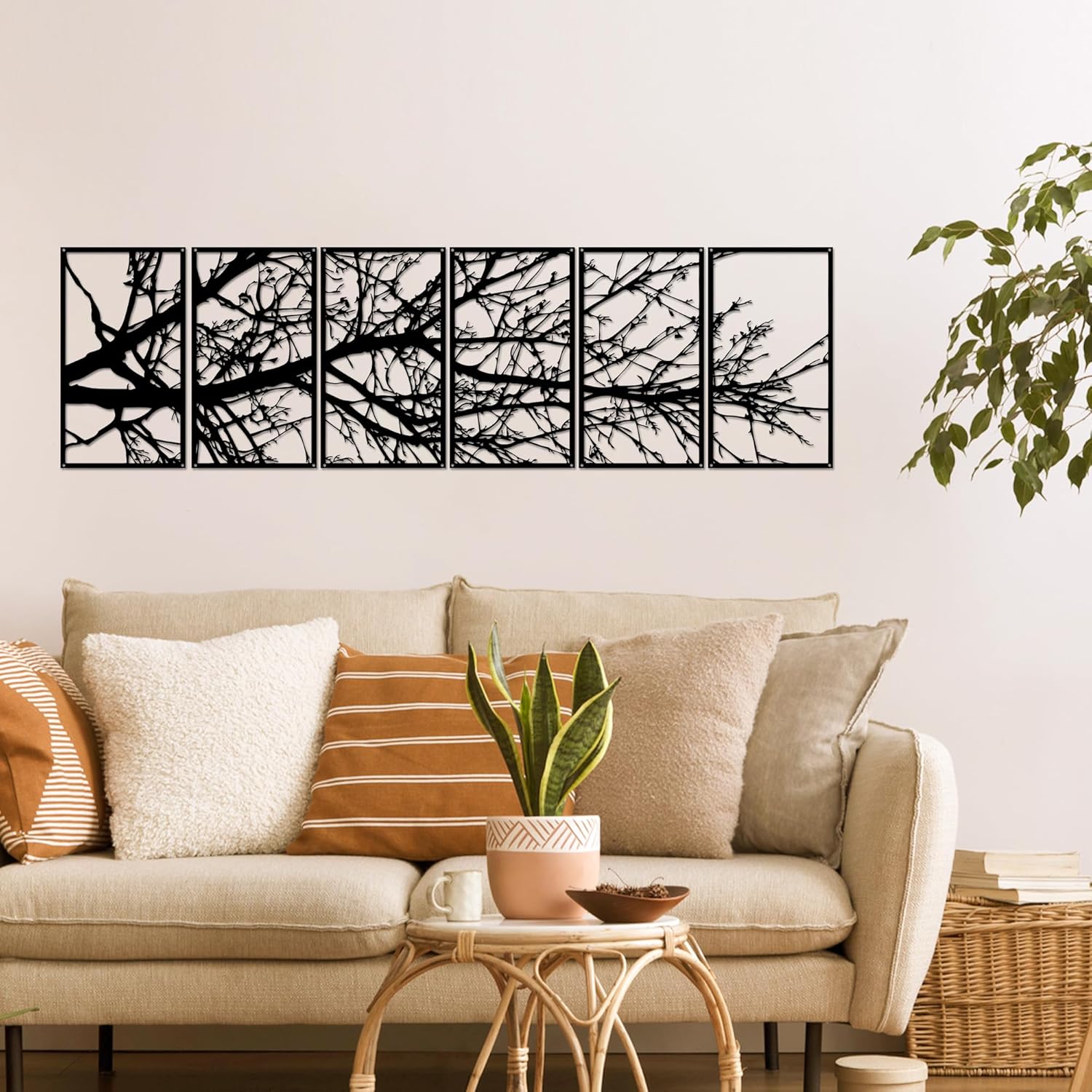 Rajukit Large Metal Wall Art Sculpture,Tree of Life Design,Rust-Resistant Indoor/Outdoor Wall Decor for Living Room,Bedroom,Hallway,Modern Home Decor