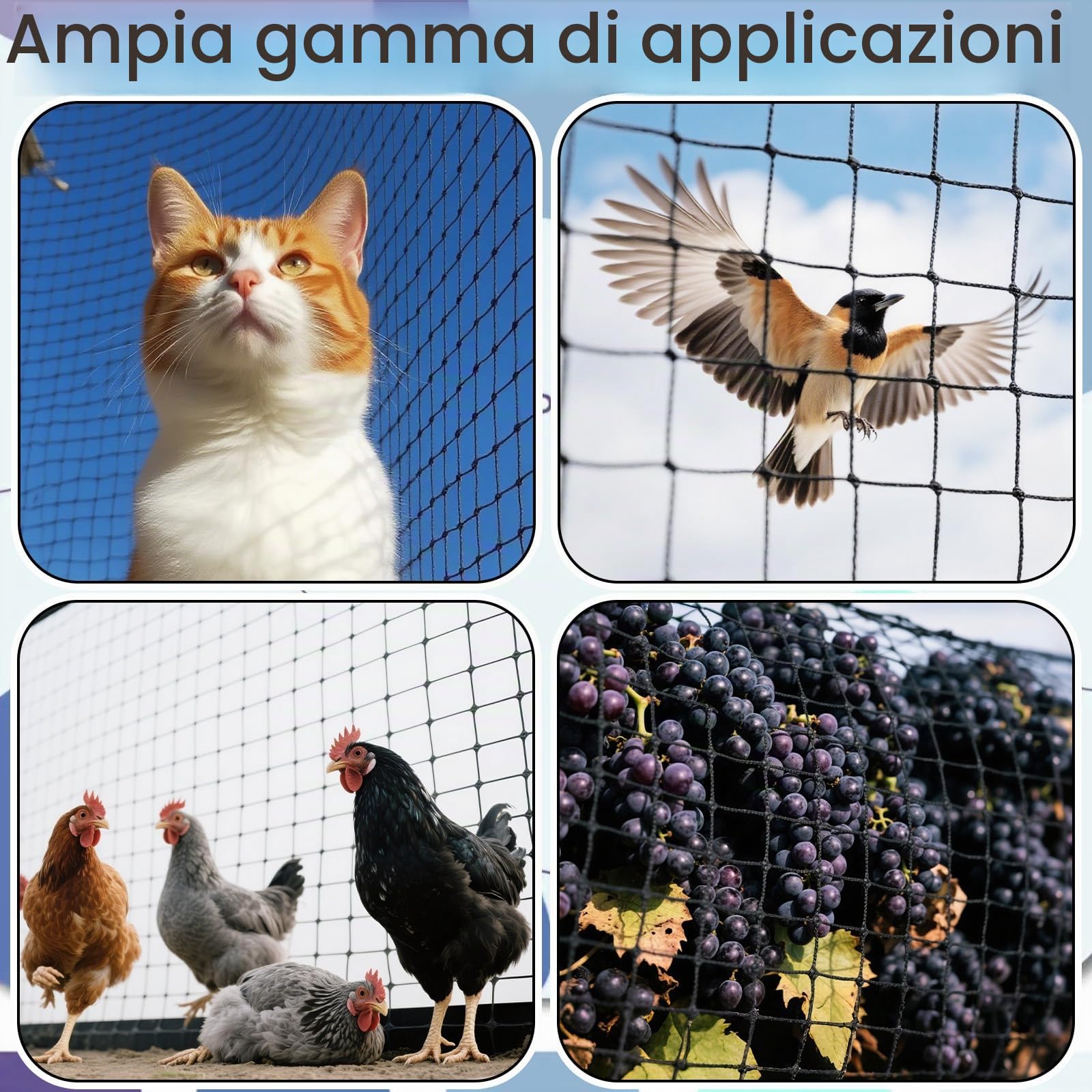 Rete Gatti Balcone, Rete Metallica Rinforzata 8x3m, Robusta e Resistente ai Morsi, Resistente agli Agenti Atmosferici, Rete Anti-Piccioni, Include Accessori per l'Installazione (Nero)