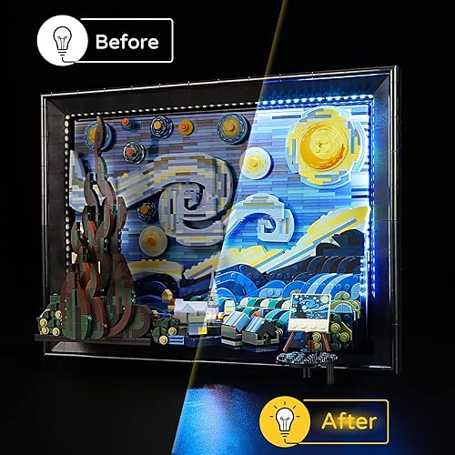 Miniatura 6 de YEABRICKS Luz LED para Lego-21333 Ideas Vincent Van Gogh - Modelo de bloques de construcción de la noche estrellada (juego de Lego no incluido)