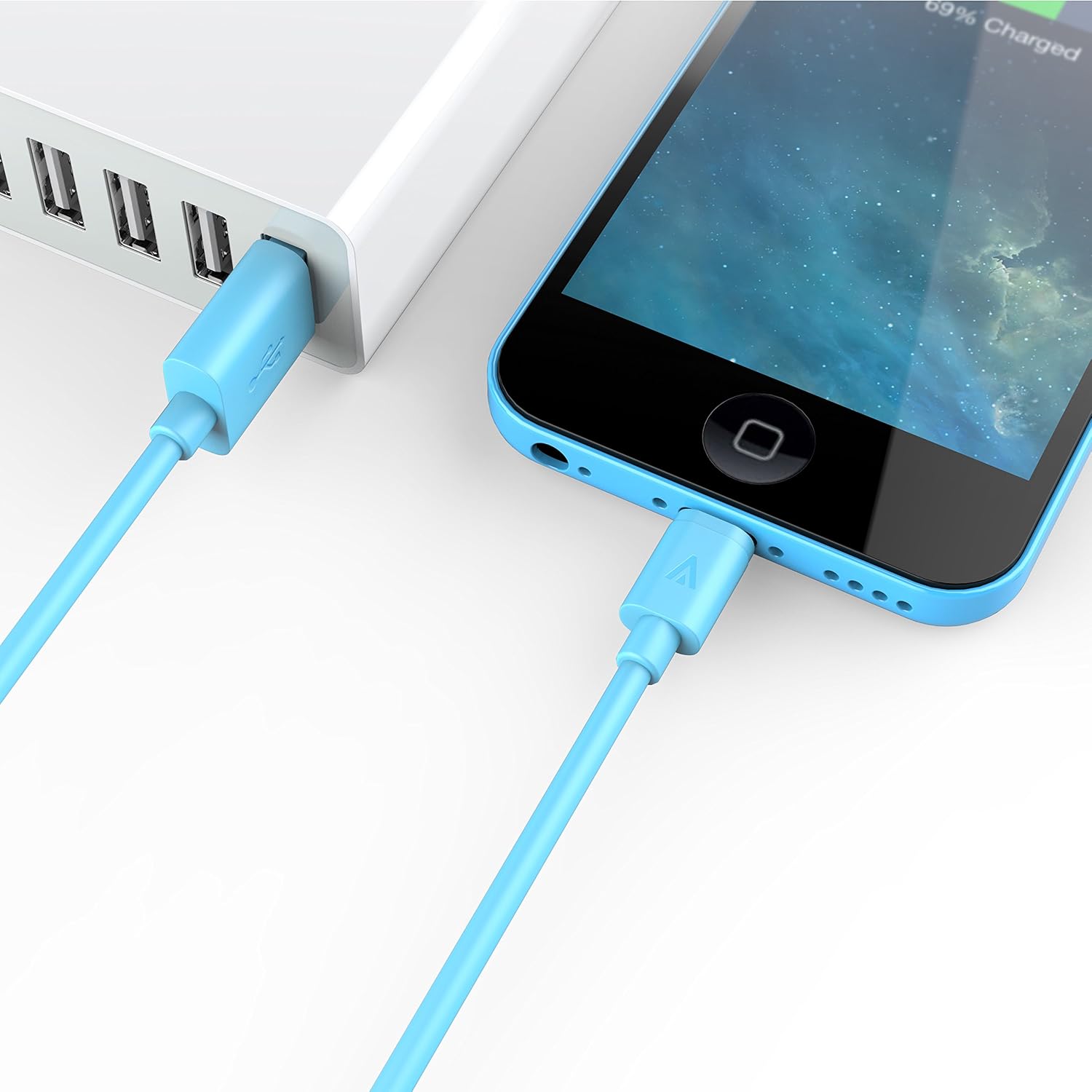Anker Lightning to USB Cable 6ft / 1.8m Extra Long with Compact Connector Head [Apple MFi Certified] for iPhone, iPad and iPod (Blue)