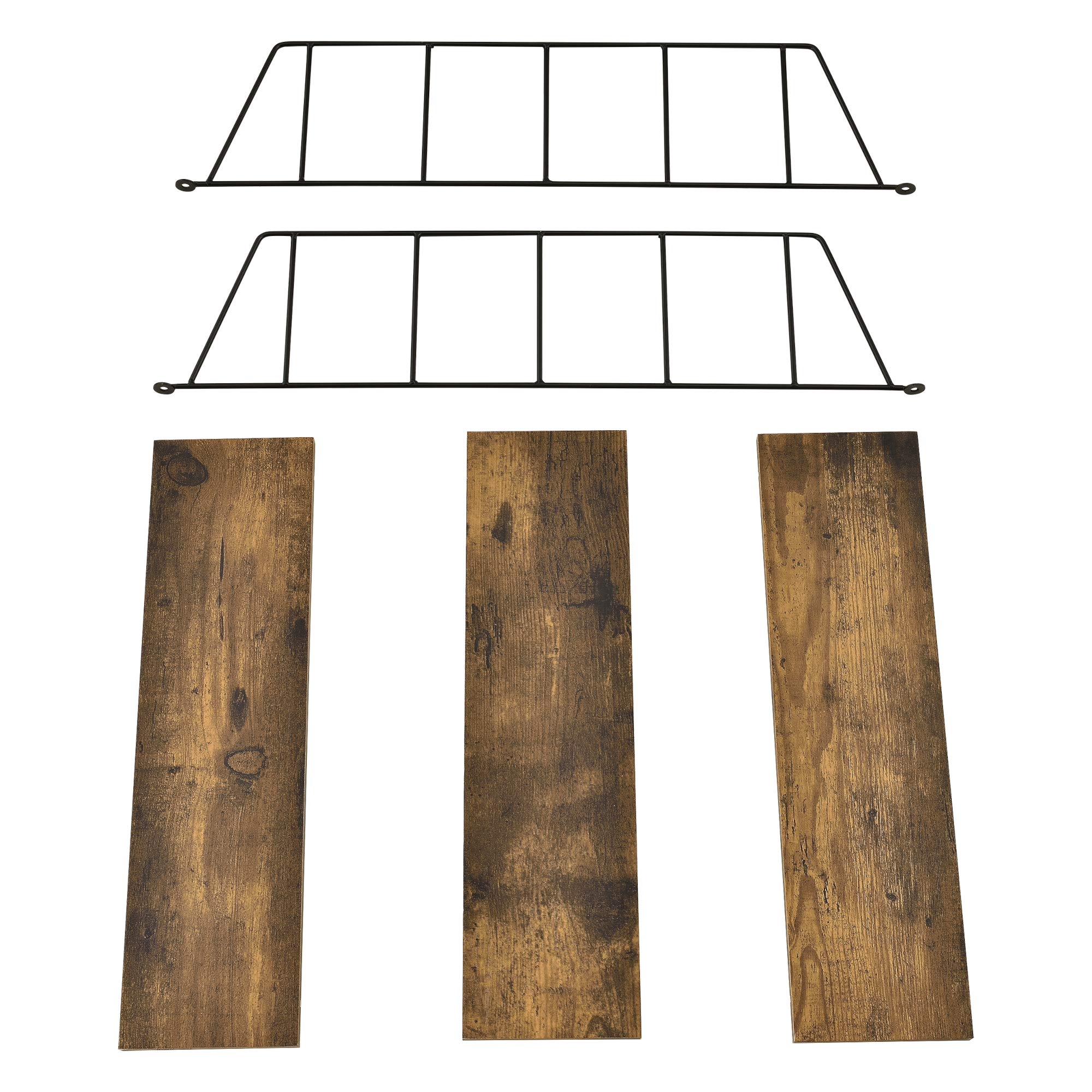 [en.casa] Scaffale da Parete a 3 Ripiani Scaffale da Muro Libreria Pensile con Ripiani Regolabili in Altezza 48 x 15 x 63.5 cm - Effetto Legno Scuro/Nero