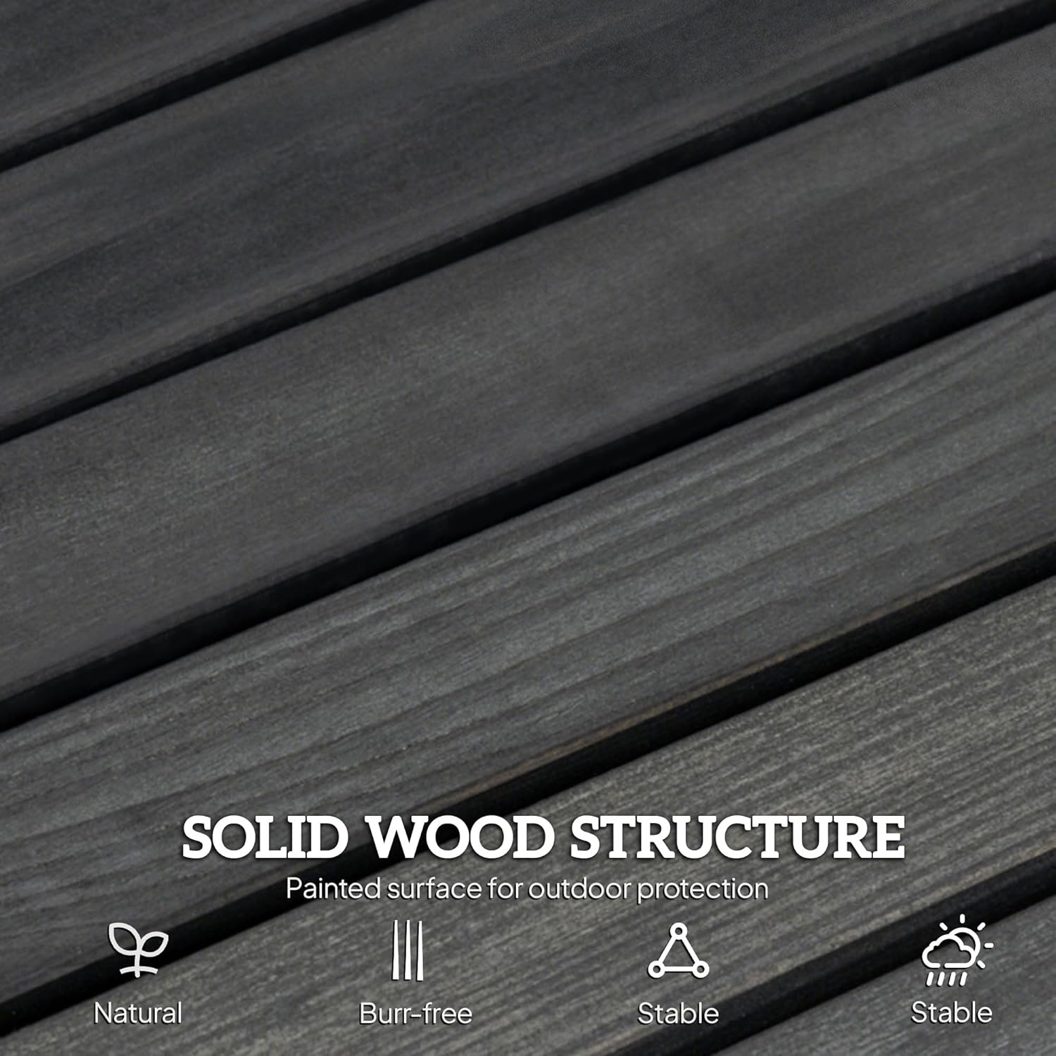 Outsunny 2-Person Patio Swing Glider Bench with Quick Drying Design and Wide Armrest, Wood Rocking Chair Loveseat for Backyard Garden Porch, Black